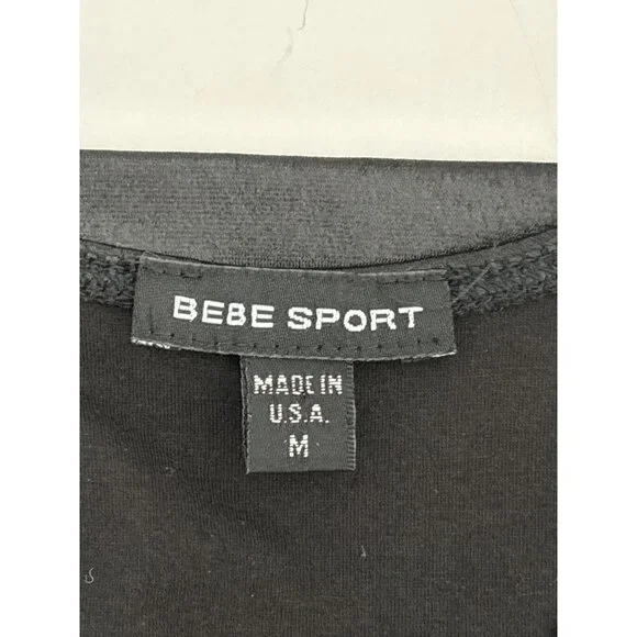 Bebe Sport Vintage Tank Top M Y2K Faux Leather Liquid Look Racerback Made in USA - Picture 6 of 13